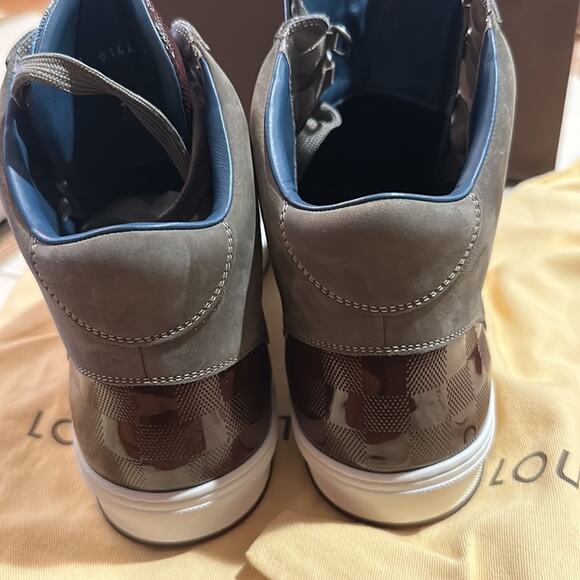Louis Vuitton Men‘s Beige Suede&Maroon Patent Leather trim High Top size 11 NWT - Picture 5 of 11